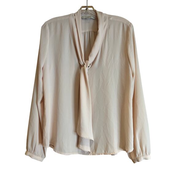 Women's Ann Taylor Loft LS Light Pink V-Neck Blouse with Tie Front, Sz Sm., EUC - Picture 1 of 3